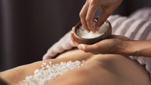 Salt Glow Massage By Sudhanva R.Y. 3rdYear BNYS | Alva’s College of Naturopathy and Yogic Sciences | Nature’s Tranquility